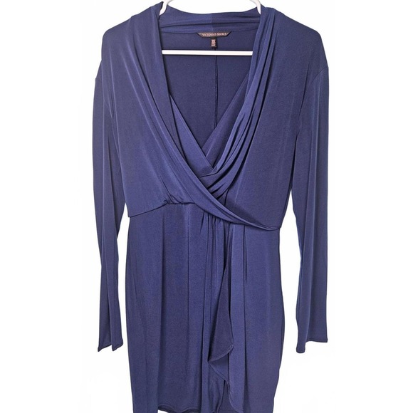 Victoria's Secret Faux Wrap Dress Medium Stretchy‎ V Neck Navy Blue Soft Sexy - Picture 8 of 8